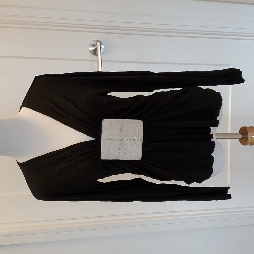 Twelfth Street by Cynthia Vincent Black Shirred Shimmer Top